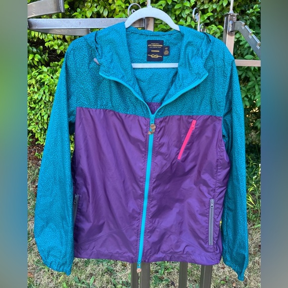 CPO Provisions Urban Outfitters 80's Style Print Windbreaker Jacket Hood Size L - Picture 1 of 11